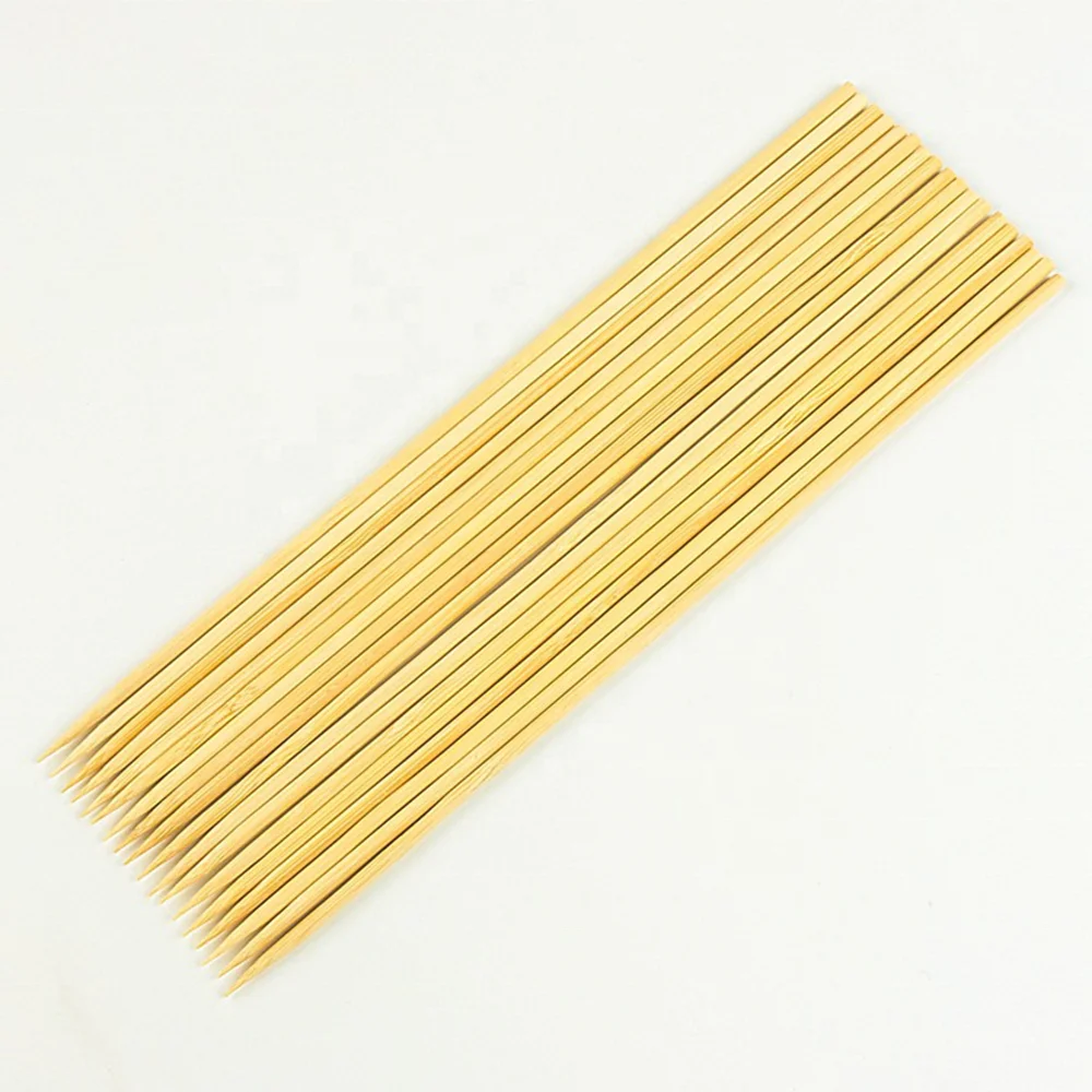 Natural Bamboo Round Bbq Disposable 2.5mm 30cm Skewer Sticks Barbecue Stick With Bamboo Skewers