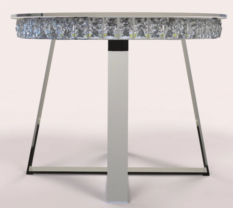 Luxury Furniture Crushed Glass Diamond Coffee Table With Stainless Steel Legs