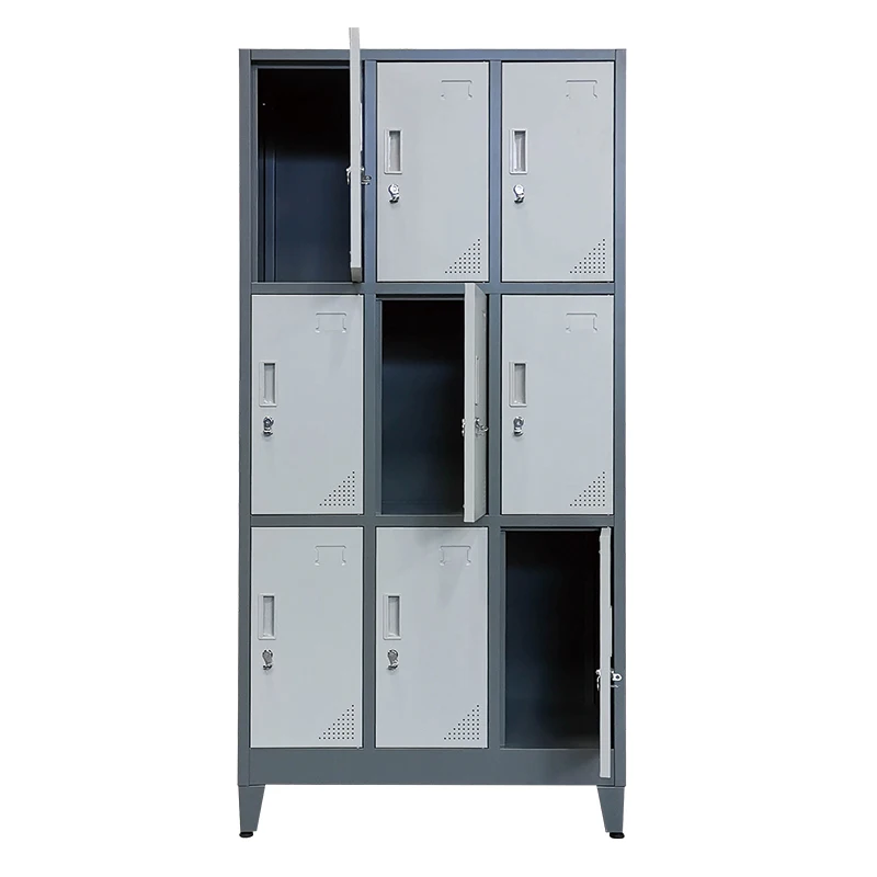 Factory Price Knock Down Clothes Locker 9 Door Steel Salon Cabinet Cupboard