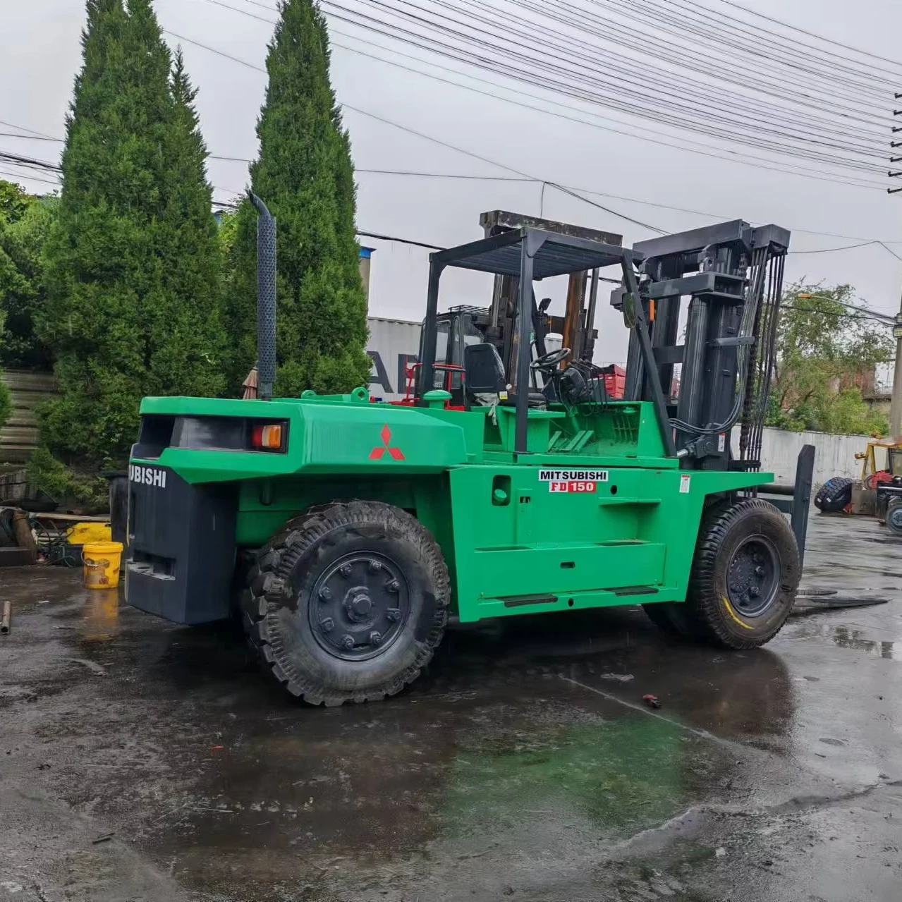 Используемый японский оригинальный FD150 Mitsubishi 15 тонн дизельный вилочный погрузчик FD100 FD50 tcm heli