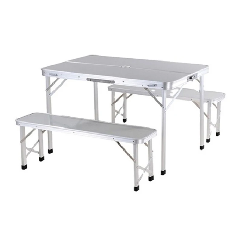 Aluminum folding picnic table and bench set with 4 seats portable camping table sets