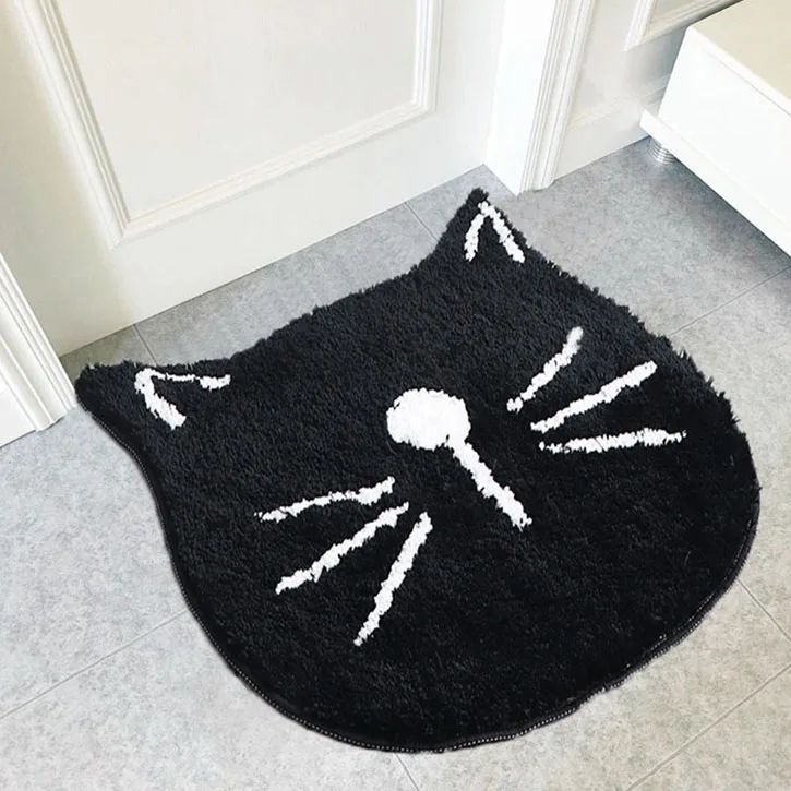 2023 new arrivals custom China Factory Waterproof Cartoon Cat Shape Bathroom Floor Mat Floor Cushion Mat  For Kids Bath Rug