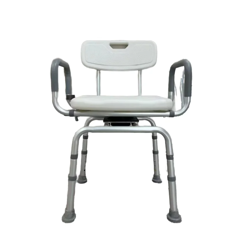 Rotatable Foldable Aluminium Shower Chair Seat with Backrest-Bath Safety Accessory for Elderly Disabled Rehabilitation Therapy