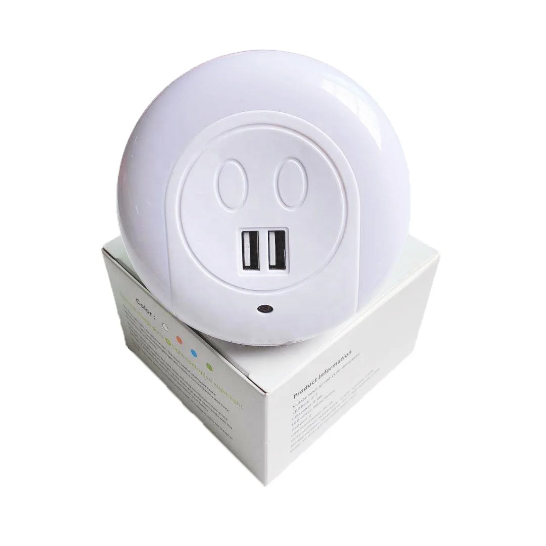 US/EU plug USB Night Light Lamp with Automatic Dusk to Dawn Sensor Children Night Light