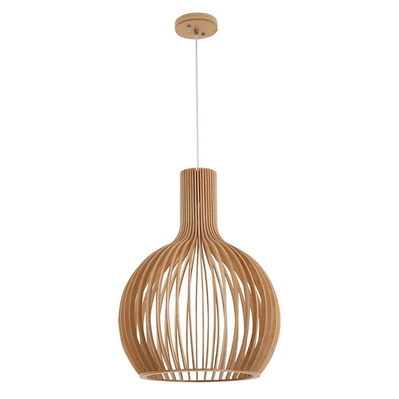 Modern Chinese Restaurant Wooden Scandinavian Wood Art Bird Cage Pendant Commercial Shop Restaurant Clothing Store Milk Large