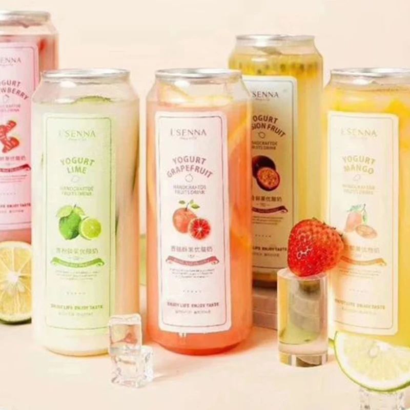 200/500ml Custom Logo Clear Empty Plastic Bottles Reusable Water Containers Juice Bottle With Cap