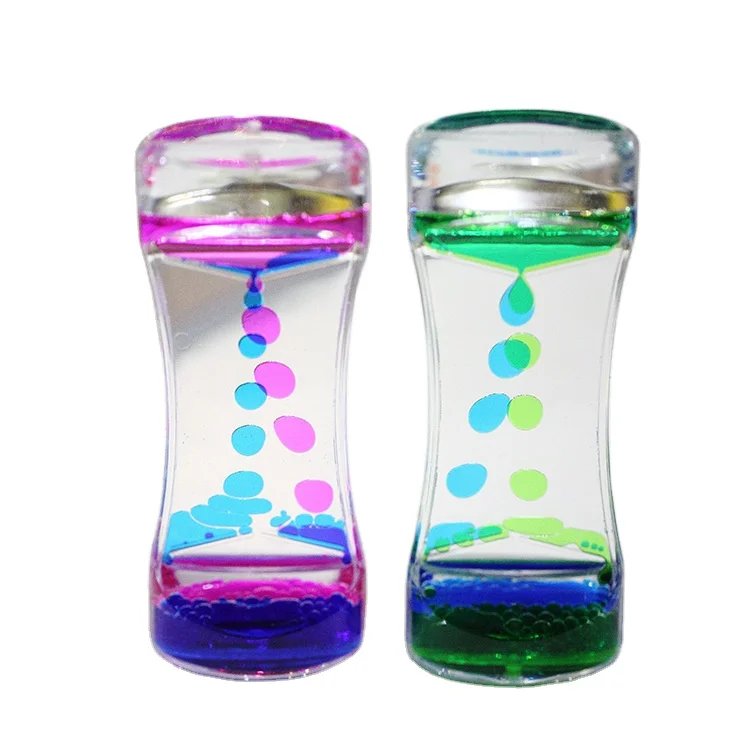 Fidget Toy Bubbler Liquid Oil Timer Deluxe Toy Colorful Hourglass Liquid Timer
