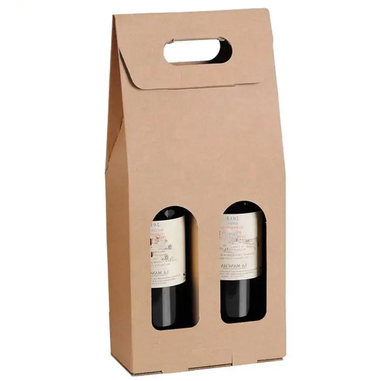 Custom Logo Portable Red Wine Box Gift Packaging Bag Single And Double Kraft Paper Window Gift Box
