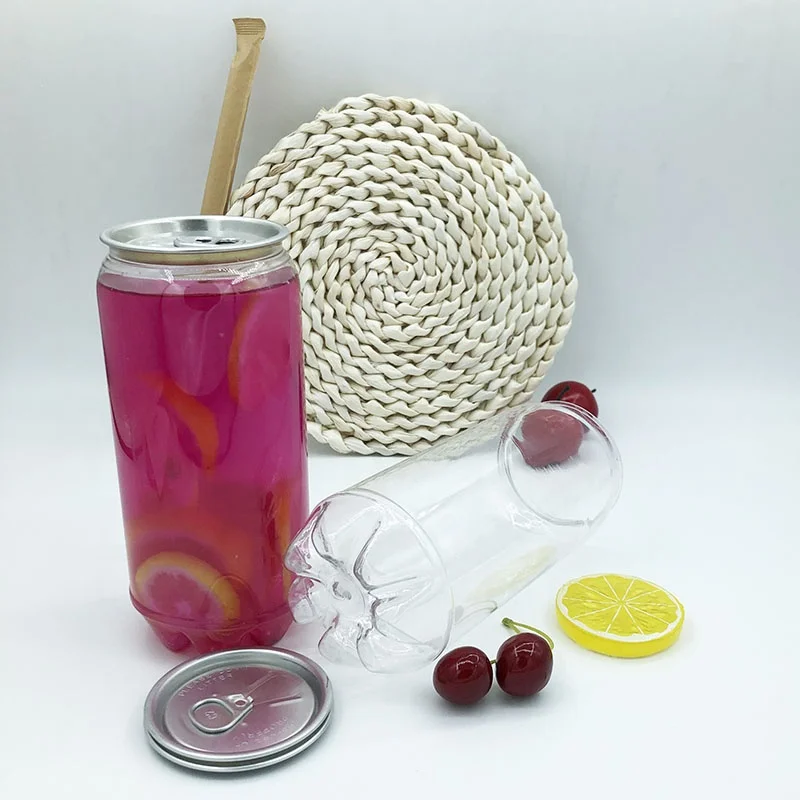 Food grade 500ml  plastic pet can for drinks boba tea cup