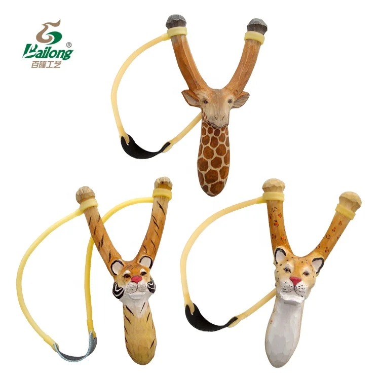 Direct factory CE standard zoo animal hand carved wooden sling shot