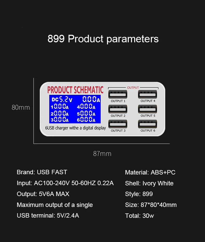 40w 899  6 Ports USB Rapid Charging Station Adapter fir Iphone for Samsung andother phone Repair Tools 899  USB Charing station