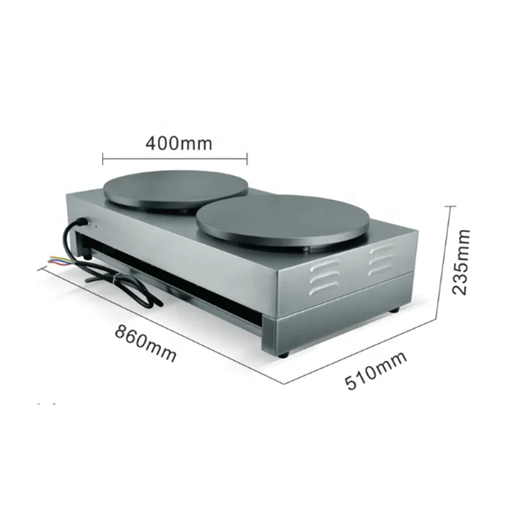 Commercial Stainless Steel Counter top Electric Pancake Crepe Making Machine with Double head