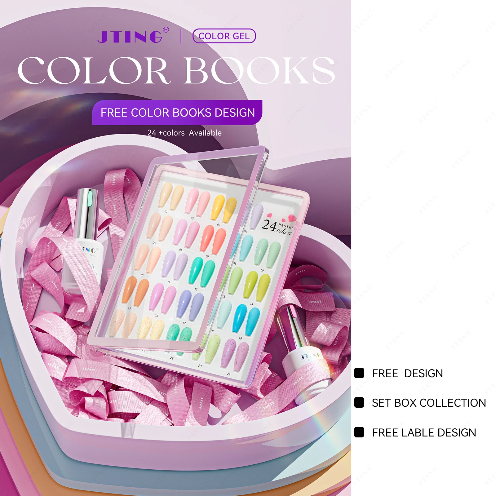 JTING Hot Selling Promotional high quality pastel gel polish collection 24colors cover pigment hema free gel nail polish set box