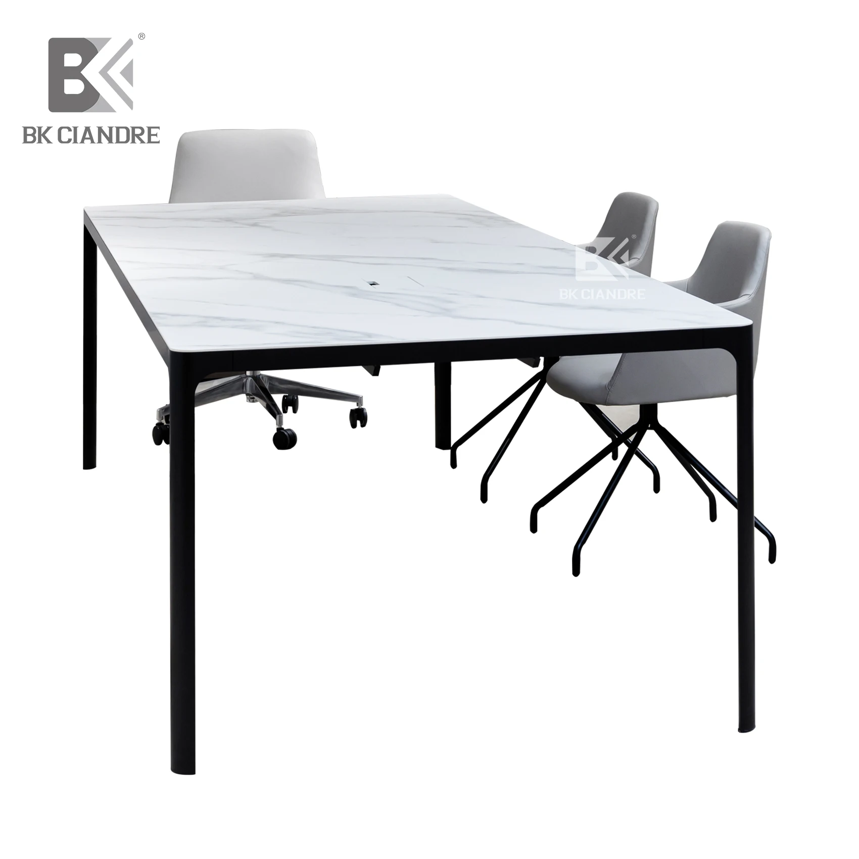 Customized Modern Furniture Metal Feet Ceramic top Extendable Dining Table aluminum frame rectangle table