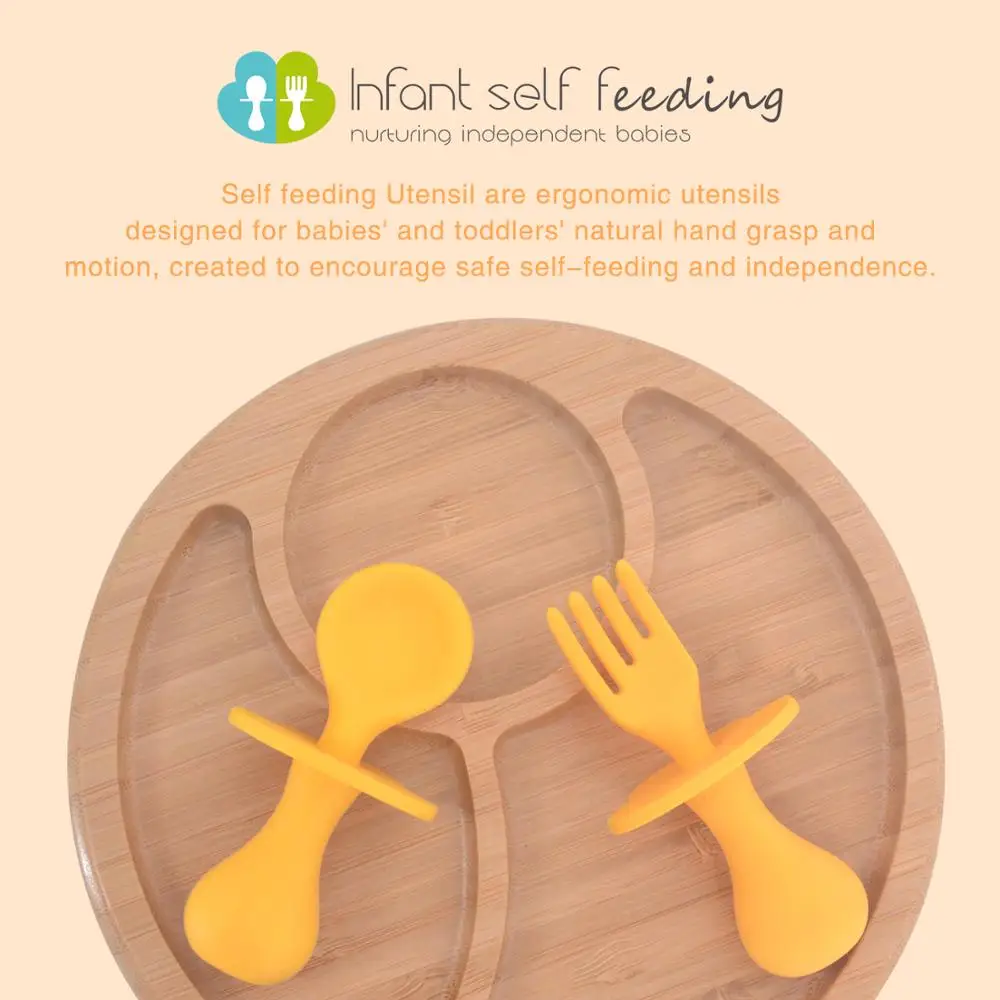 
New Product Silicone Baby Spoons Self Feeding Baby Spoon and Fork Set 