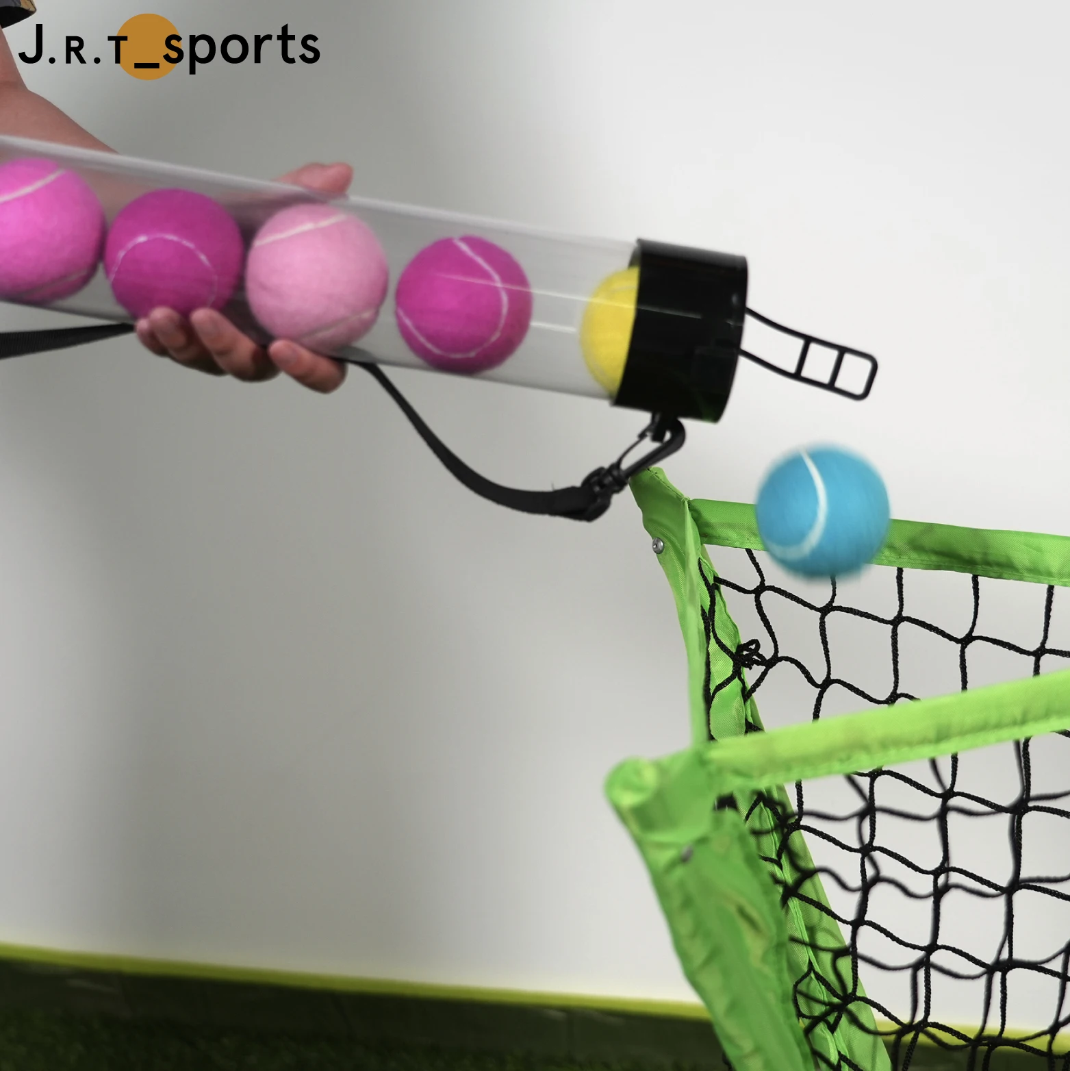 10 Balls Collector Carrier Tennis Ball Pick up Tube Hopper with Shoulder Strap