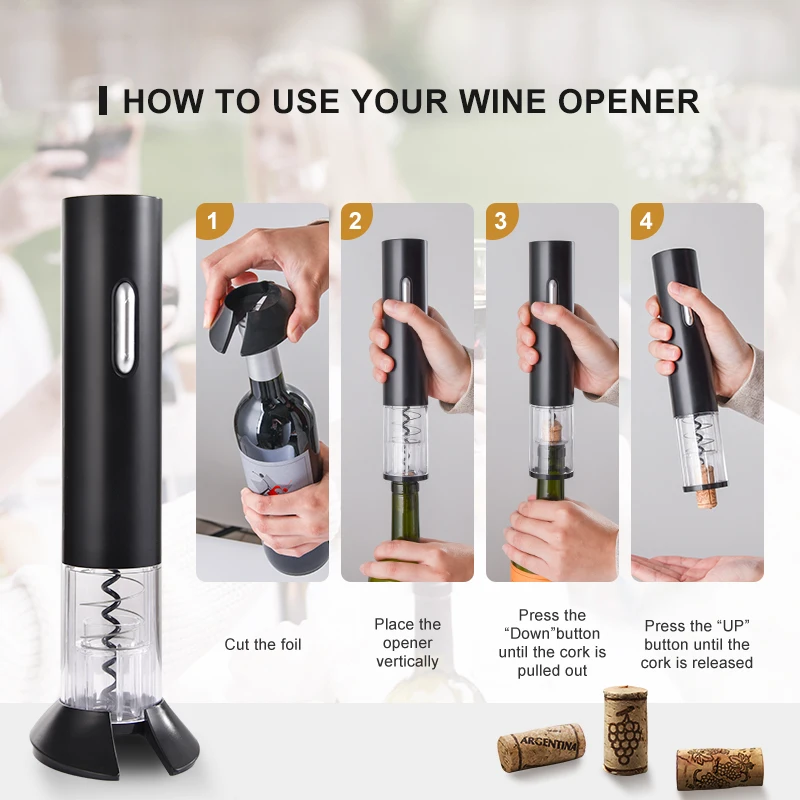 Factory wholesale Appearance patent intelligent corkscrew wireless electric wine opener