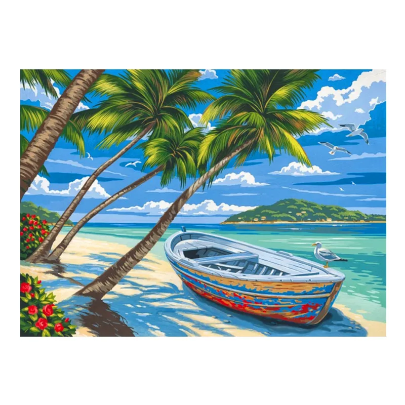 E-103 DIY Handpainted Oil Painting by Numbers Holiday Style Decoration Handmade Acrylic Artwork Gift