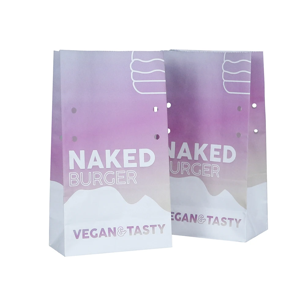 Reusable Stand-Up Pouch Made from Food Grade Kraft Paper Bag with Gravure Printing for Burger Food Packaging