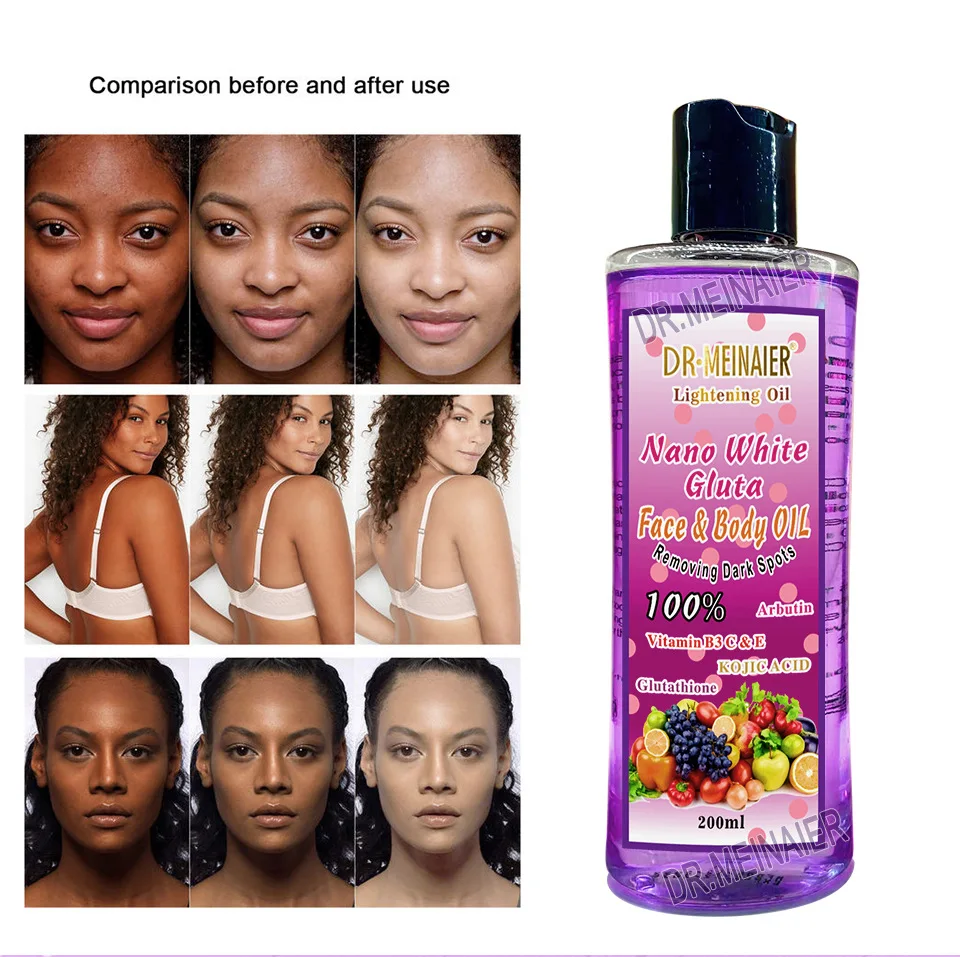 100%Pure Natural Lightening body Oil Gluta Arbutin Face & Body Skin Care  Whitening Hydrating Kojic Acid Vitamin Essential Oil