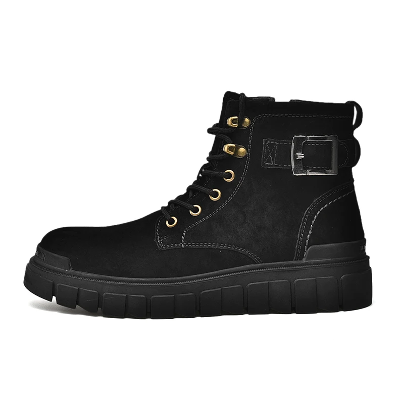 Cheap wholesale price brown leather no lace work boots slip on safety boots with side elastic