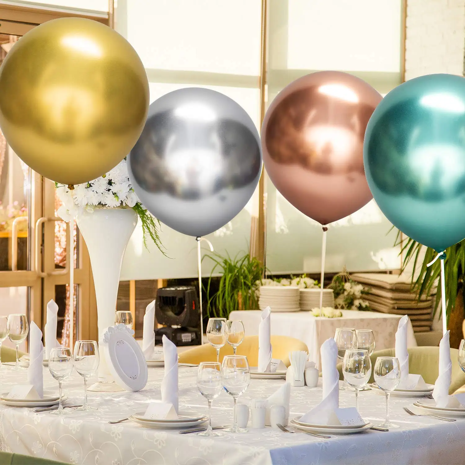 Shuian 18 inch 10 pcs metallic balloon party supplies decorations set birthday event decoration wedding thickened chrome balloon