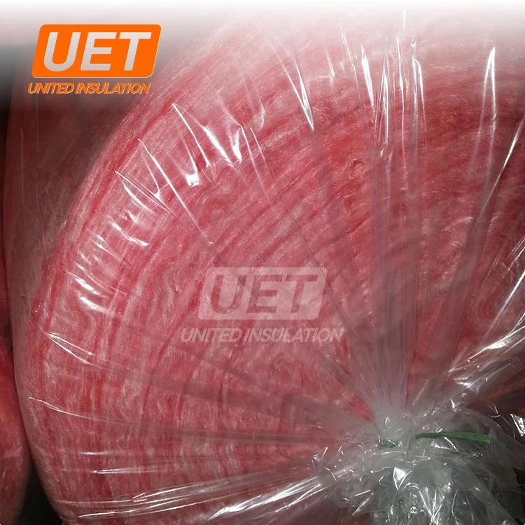 12kg 50mm 90mm 150mm Pink fiber glass wool blanket heating insulation with kraft paper