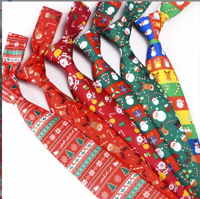 Горячая Распродажа 2023, Рождественский галстук с принтом Санта, Рождественская елка для мужчин, рождественские подарки