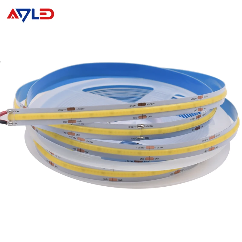 Led Tape Light 5M Dot Free Uniform Illumination Fcob 12V 504 Chip led strip lighting 12W/M Flexible Led Strip Cob 12V