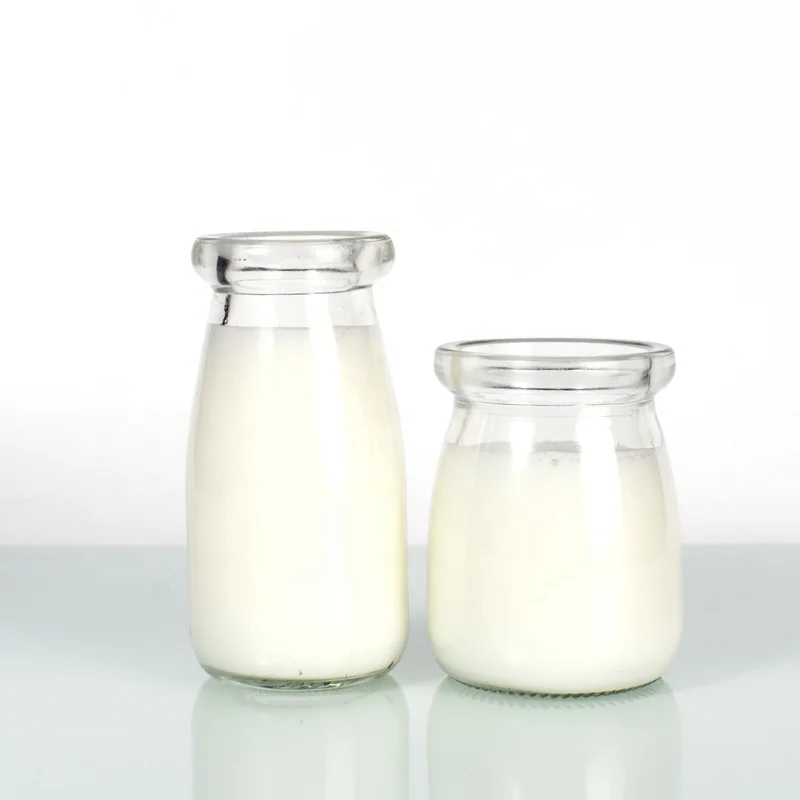 Ru Star Cheap100ml 200ml Glass Pudding Food Storage Jar Milk Jelly Glass Containers With Plastic Cork Lids