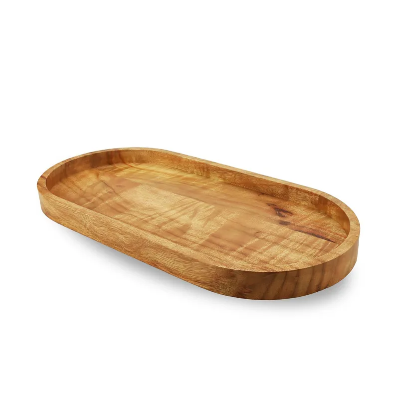 Camphor wood long round shape plate food dishes bowl tray