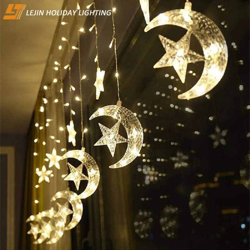 Лидер продаж, светильник в виде сосулек для улицы или дома, звезда и луна, лидер продаж для Рамадана