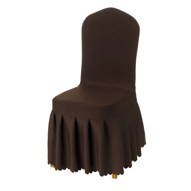 2022 new 230g custom wholesale white banquet wedding polyester thickened elastic pleated skirt chair cover