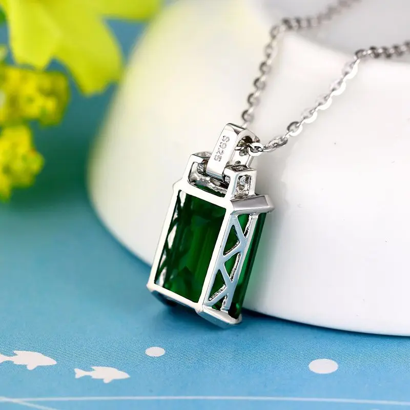 Bracelet Earrings Wedding Necklace Gemstone emerald Sets jewelry Set Green Stone Women for Gift