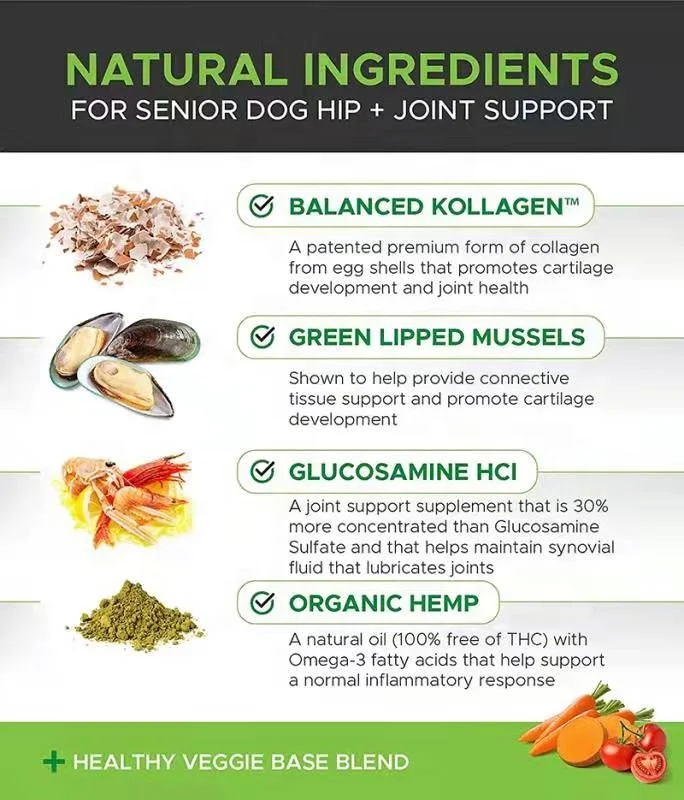 Глюкозамин Конопляный для собак добавка суставов и бедер с конопляным маслом улучшает мобильность энергию снимает боль в