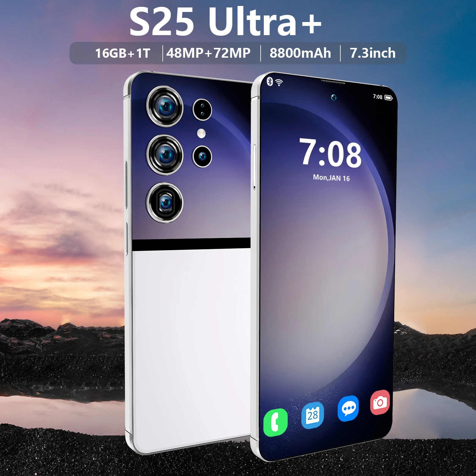 2024 For Africa Market Factory Price S25 Ultra+ Unlocked Smartphone Dual SIM+TF Card Flash Memory 5G S25 Ultra Plus Cell Phones
