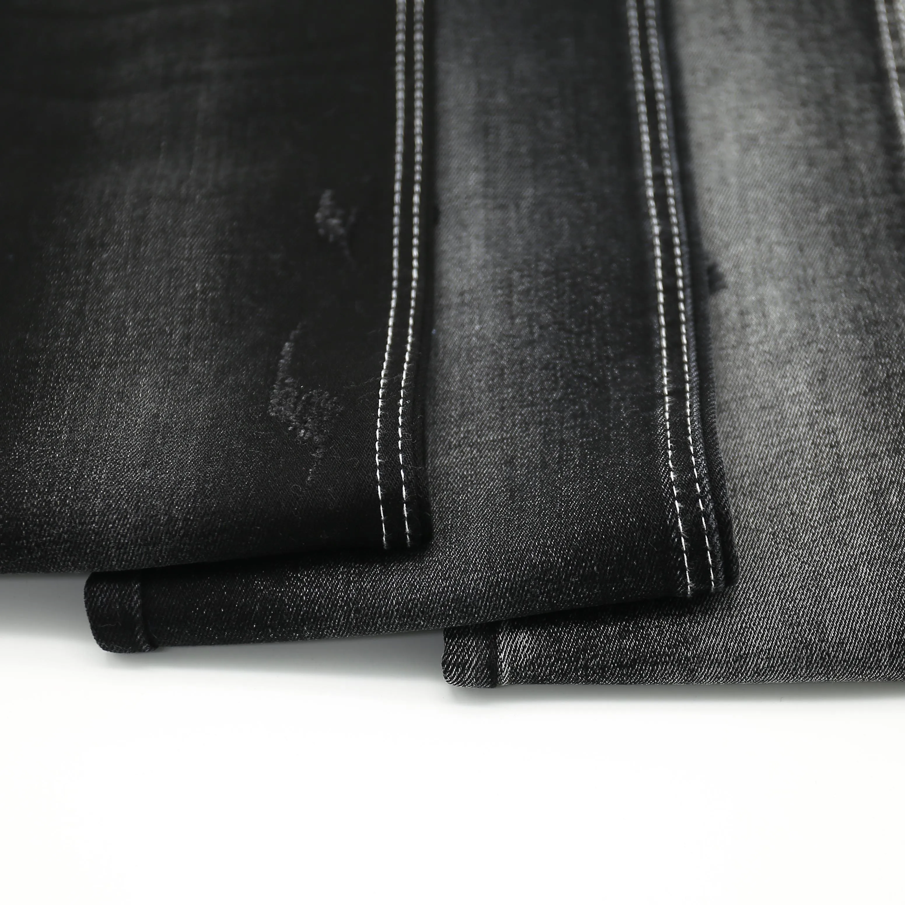 Raw Vintage Salvage Good Stretch Denim Fabric Black Stock Lot In China