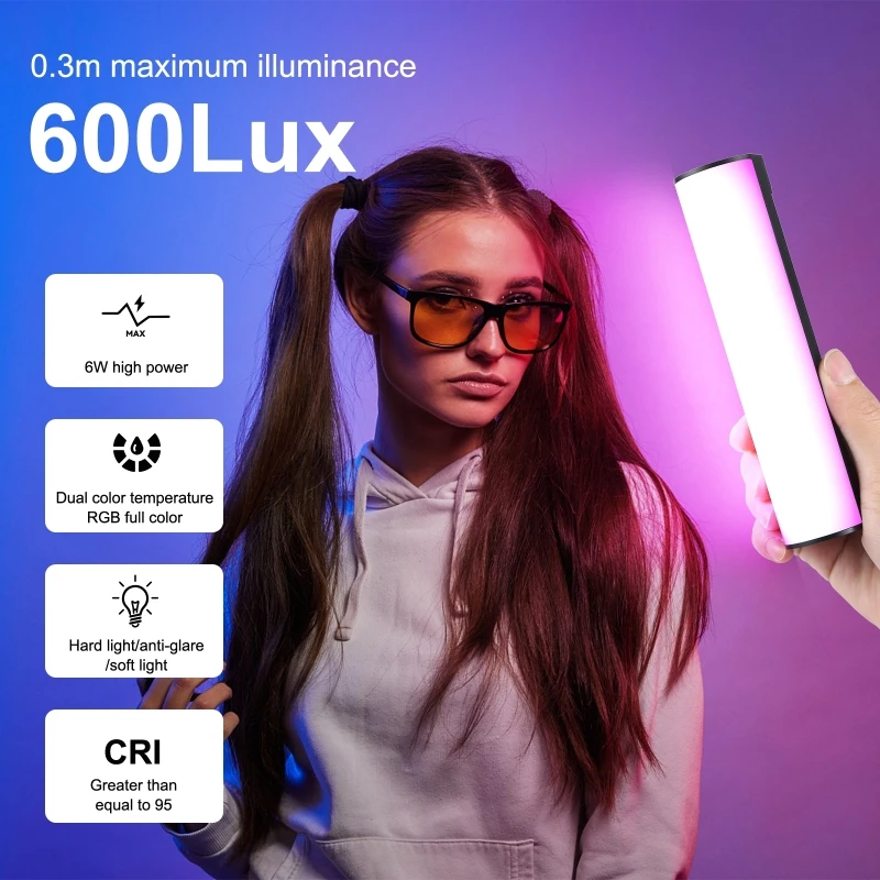 PULUZ RGB Colorful Handheld LED Fill Light 17cm Magnetic Photo LED Stick Photography Hand Held Beauty Selfi Light Tube