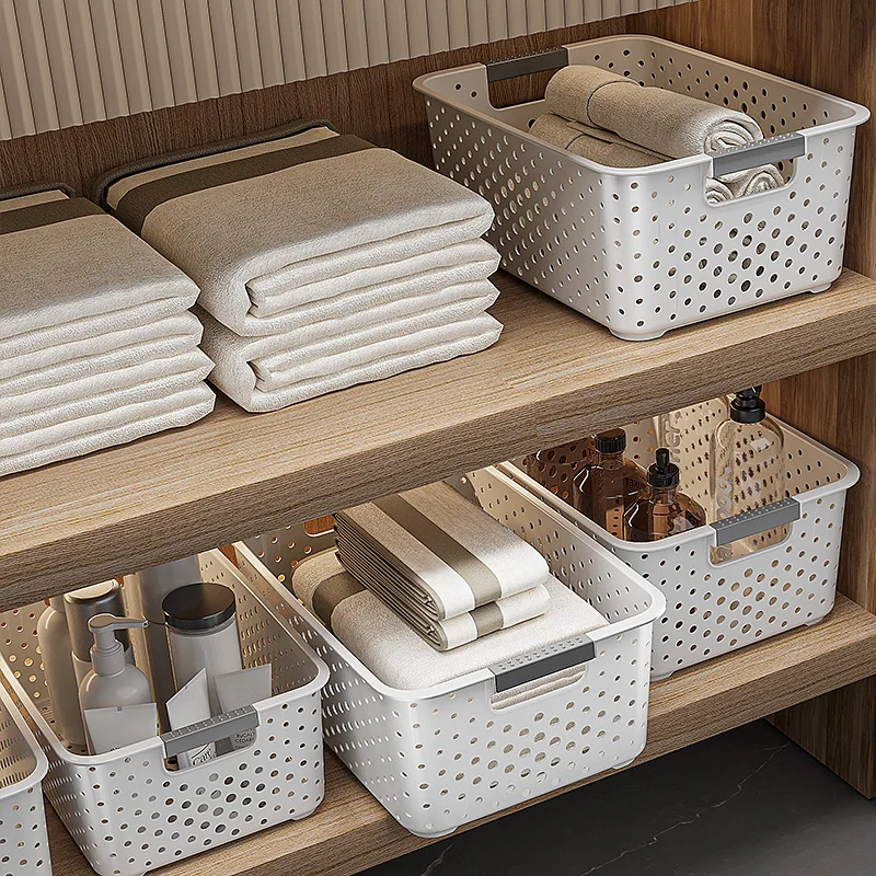 Wholesale Custom Logo Cheap Bathroom Storage Organizer Boxes Hollow Plastic Storage Baskets