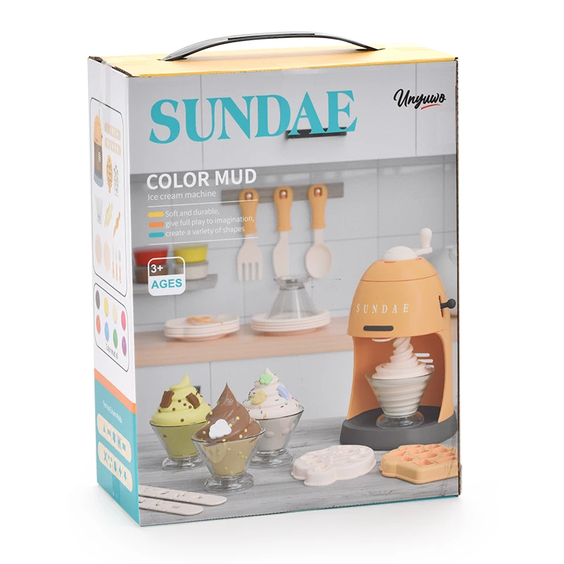 simulation DIY ice cream machine toy toddlers creative art plasticine set 12 colors moulding clay play dough
