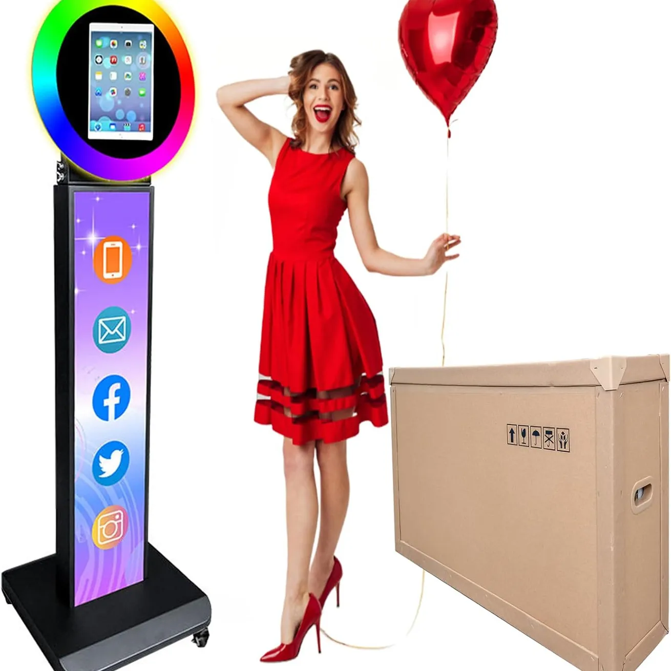 Photo Booth Compatible with  Ipad Separable Triangular Ipad Photo Booth for Christmas Wedding Party Shell Stand Software APP