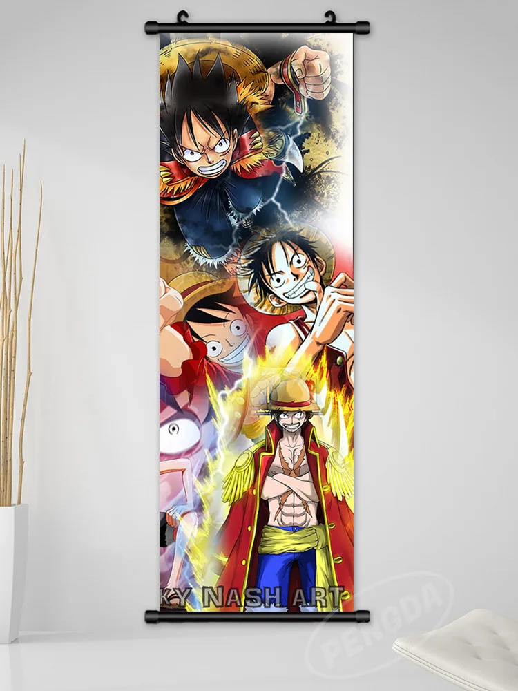 25x75CM Premium quality straw hat pirates art painting cool Luffy One pieces hanging poster