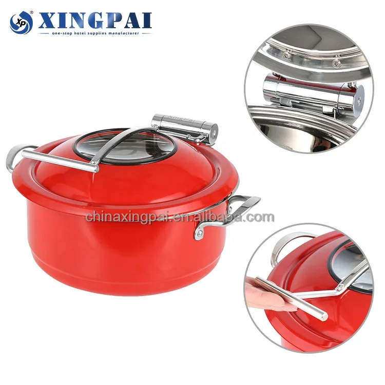 XINGPAI hotel & restaurant supplies colorful chafing dish round stainless steel soup chafing dish for sale