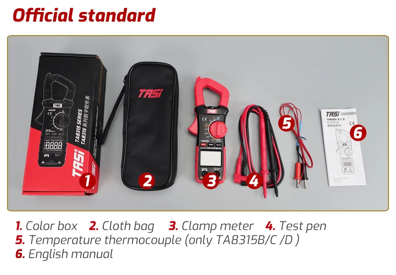 TASI TA8315E 5999 отсчетов зажим AC DC Цифровой измеритель Бесконтактный True-rms