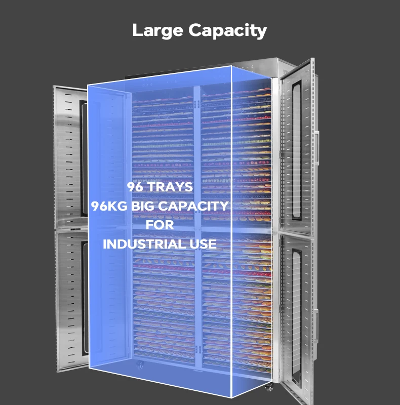 96 Trays Industrial Use Double Wall Stainless Steel Food Dryer Dehydrator Large Dehydrator