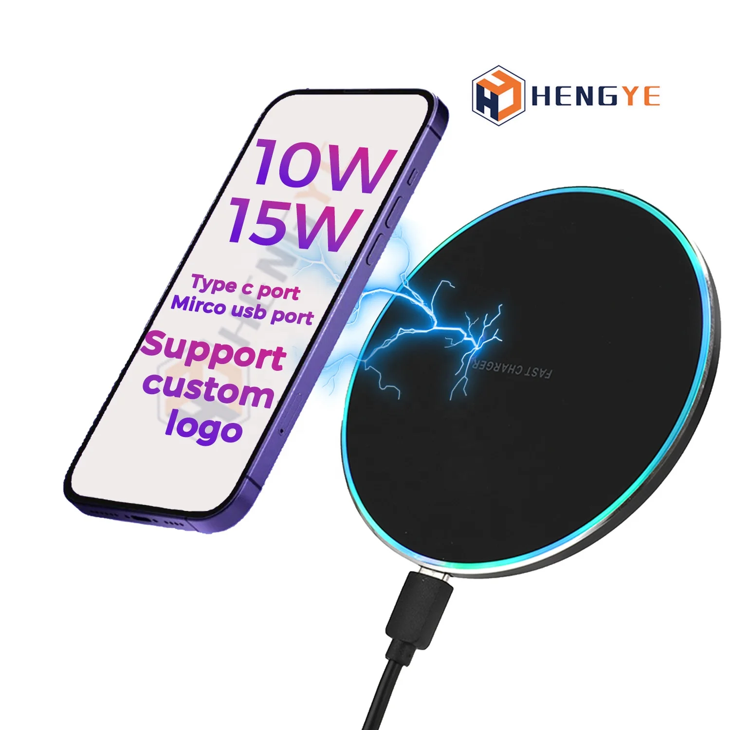 Smartphone Universal 15W 10W CE FCC ROHS Advanced Certification Led Light Fast Charging Wireless Charger Pad