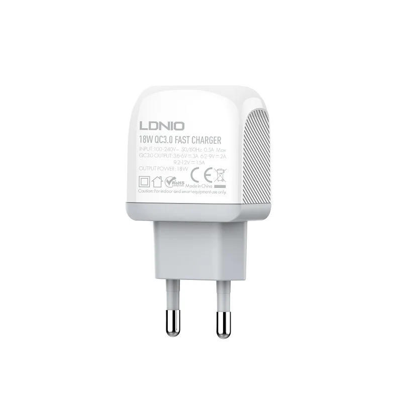 Быстрое зарядное устройство A1307Q LDNIO QC3.0 с одним USB-портом, домашнее зарядное устройство для iPhone 13/ Samsung, мобильный телефон