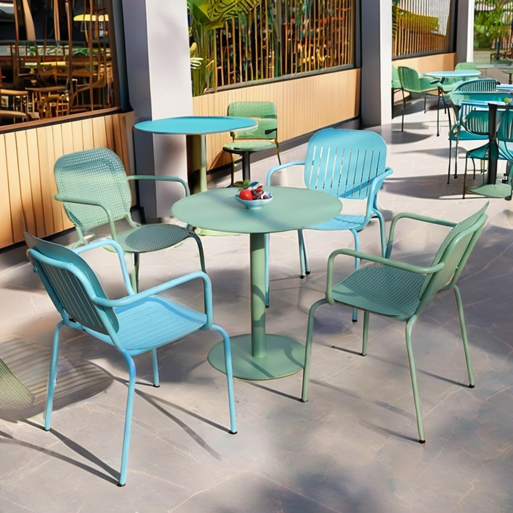 Hot Selling Aluminum Alloy Outdoor Dining Tables Chairs for Hotels Gardens Restaurants Leisure Durable Metal Outdoor Furniture