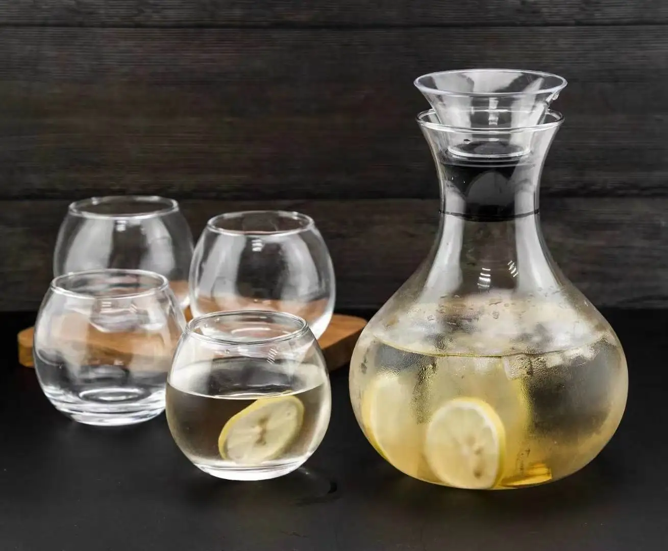 Wholesale 5PCS Paka Glass Drinkware Set 1.75L Water Bottle Tea Coffee Pot Juice Pitcher Wine Jug With Machine Blown Drinking Cup