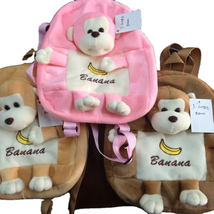 38*25cm Stuffed and promotional soft minnie mouse animal toy plush backpack with pompom for children